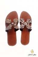 Women's snake-effect leather sandals