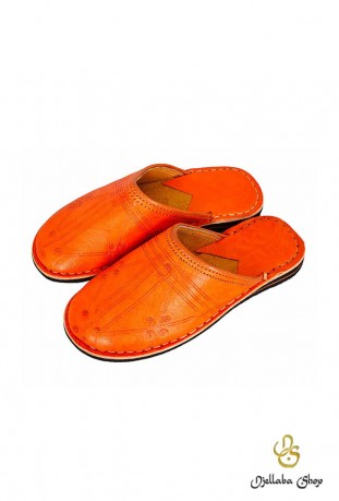 Babouches en cuir orange