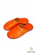 Orange leather slippers
