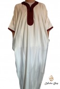 Djellaba kaftan hombre blanco burdeos