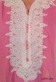 Djellaba femme rose broderies blanches et strass