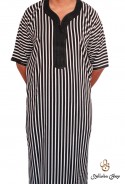 Djellaba kaftan hombre negro rayas