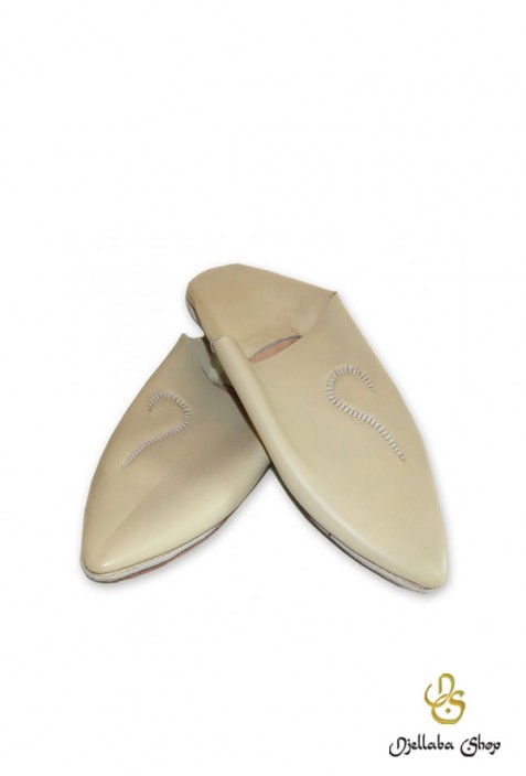 Men's slippers in light beige leather