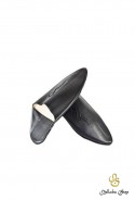 Babouches homme en cuir noir ivoire