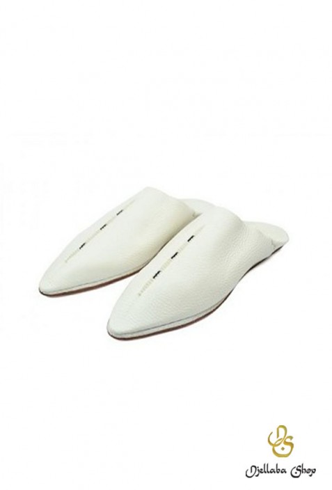 Babuchas para hombre en piel blanco glaciar