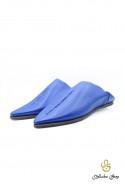 Babouches homme en cuir bleu jardin Majorel