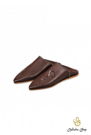 Babouches homme en cuir marron sahara