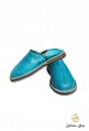 Babouches en cuir bleu Zagora