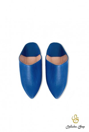 Babouches homme en cuir bleu mediterranee