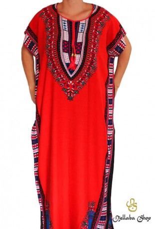 Chilaba mujer rojo africano chic