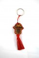 Porte clés bois et fil de sabra rouge