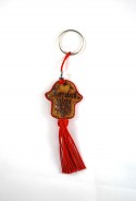 Wood key ring and red sabra thread