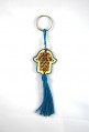 Wood key holder and blue sabra thread